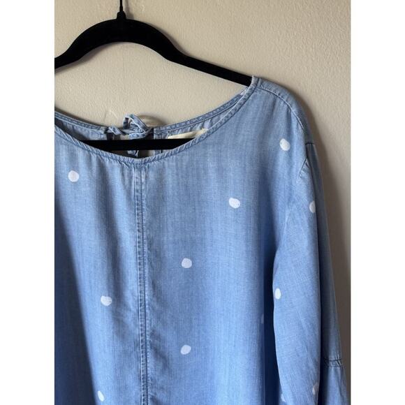 Cloth & Stone Open Back Top Women's Size Medium Chambray Polka Dot Print Blouse - Picture 3 of 9